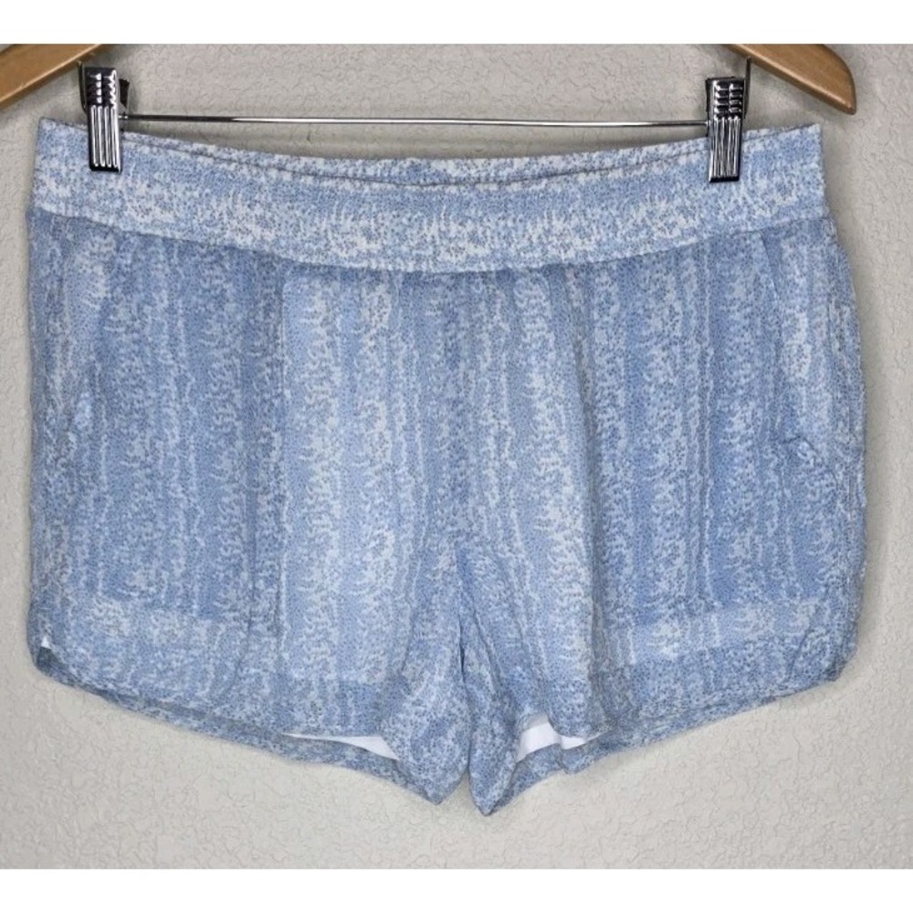 Joie Silk Shorts Blue Floral Elastic Waist Women L Cottage Boho Whimsy Lined